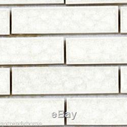 White Crackle Glass Mosaic Tile Brick Joint Kitchen Shower Wall Backsplash
