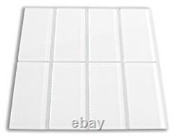 White Glass Subway Tile 3x6 for Backsplashes, Showers & More BOX OF 11 SQFT