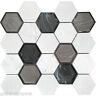 White Hexagon Pattern Stone Glass Mosaic Tile Kitchen Shower Wall Backsplash