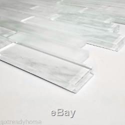 White Interlocking Matte Glass Mosaic Tile Kitchen Shower Wall Backsplash
