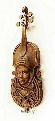 Wooden figure violin, airplane figure, propeller decor handmade from Russia