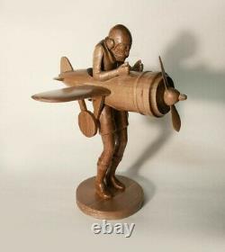 Wooden figure violin, airplane figure, propeller decor handmade from Russia