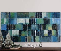 XXL 60 Hand Painted Canvas Abstract Glass Tile Painting Modern Gallery Wall Art