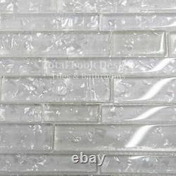 Zenith White Glass Stripes Mosaic Tiles Walls Floors Bathrooms Kitchens